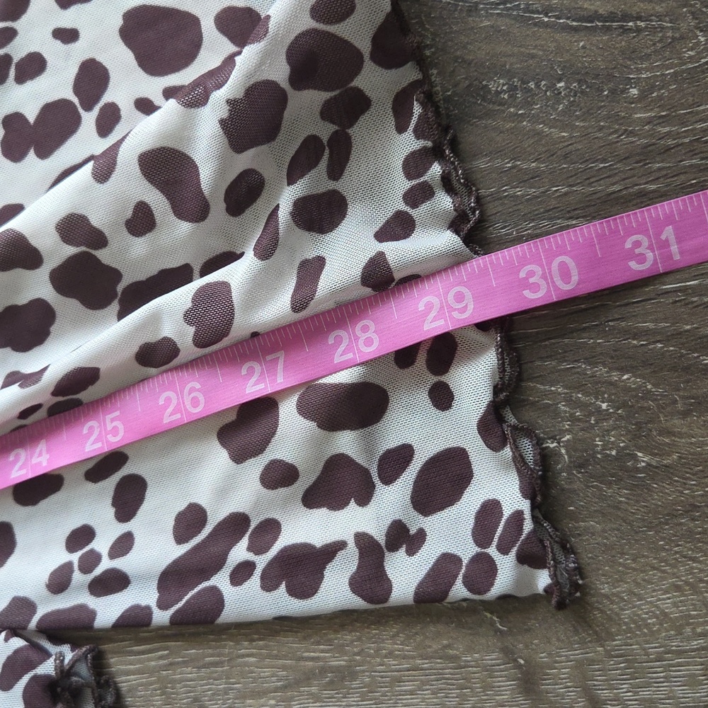 Glassons Animal Print Flare Layered Mesh High Waist Stretchy Pants XS Cow Print - Picture 8 of 12
